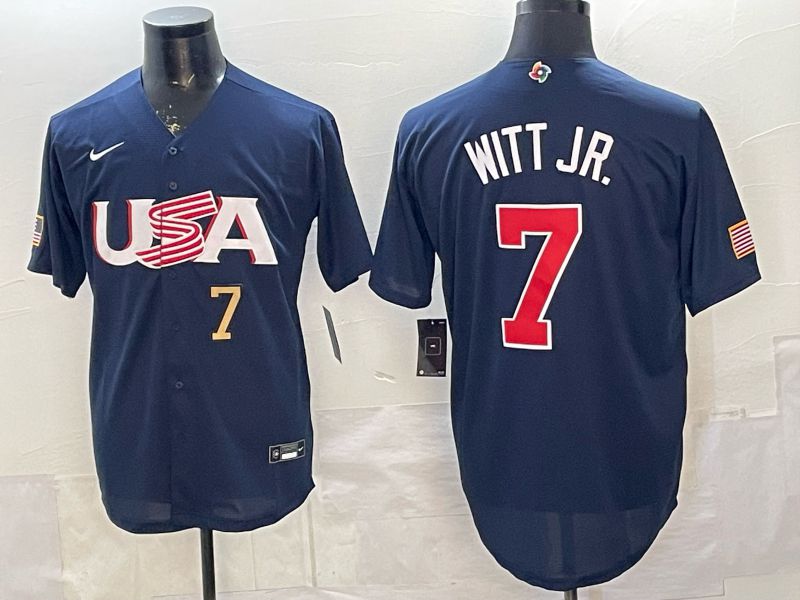 Men 2026 World Cub USA #7 Witt jr blue Nike MLB Jersey style 05